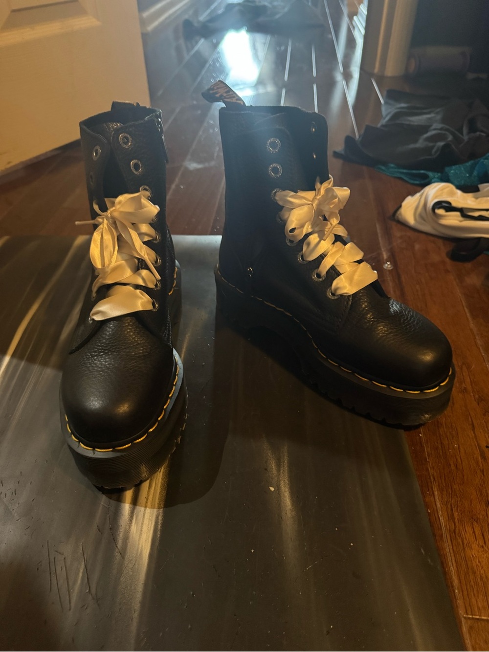 Dr. Martens Jaden Black Leather Platform Combat boots Size 9. Worn once